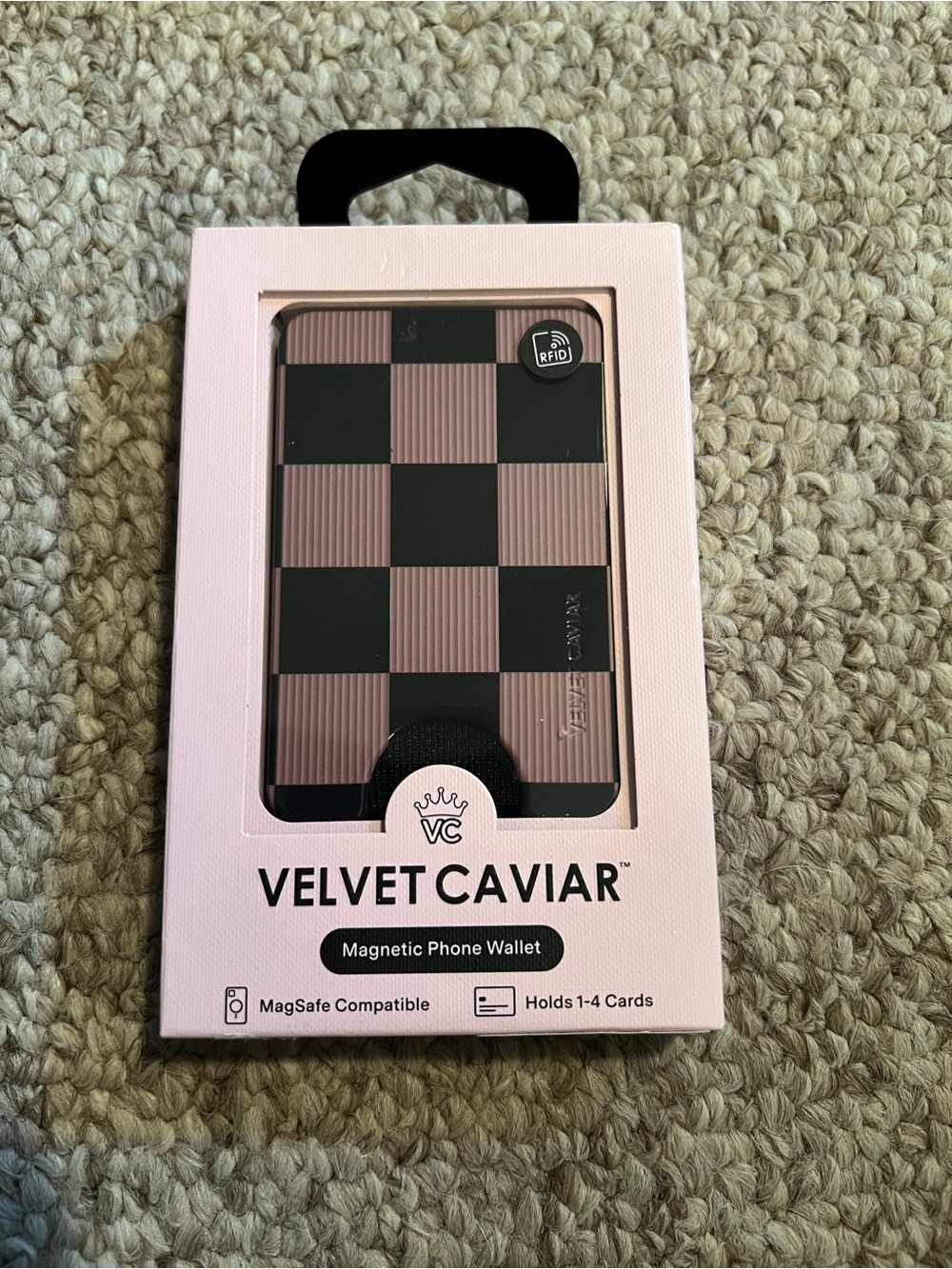 Velvet Caviar Checkerboard Magnetic Phone Wallet in Pink and Black
